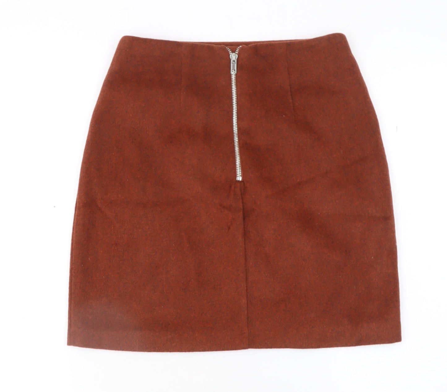 New Look Women Brown Wool Blend Short Pencil Skirt Size 6