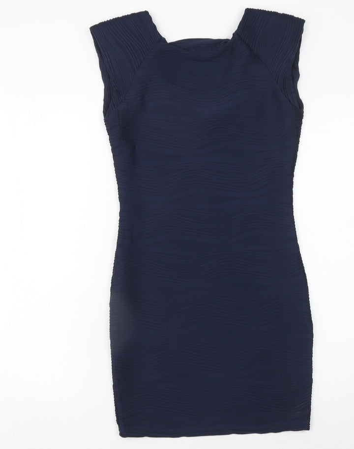 AX Paris Women's Blue Bodycon Scoop Neck Sleeveless Dress Size 10