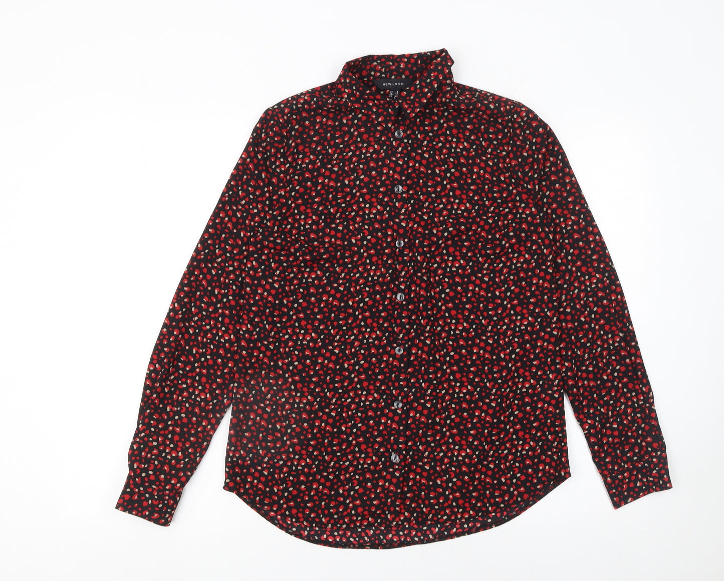 New Look Women's Multicoloured Animal Print Button-Up Shirt Size 8