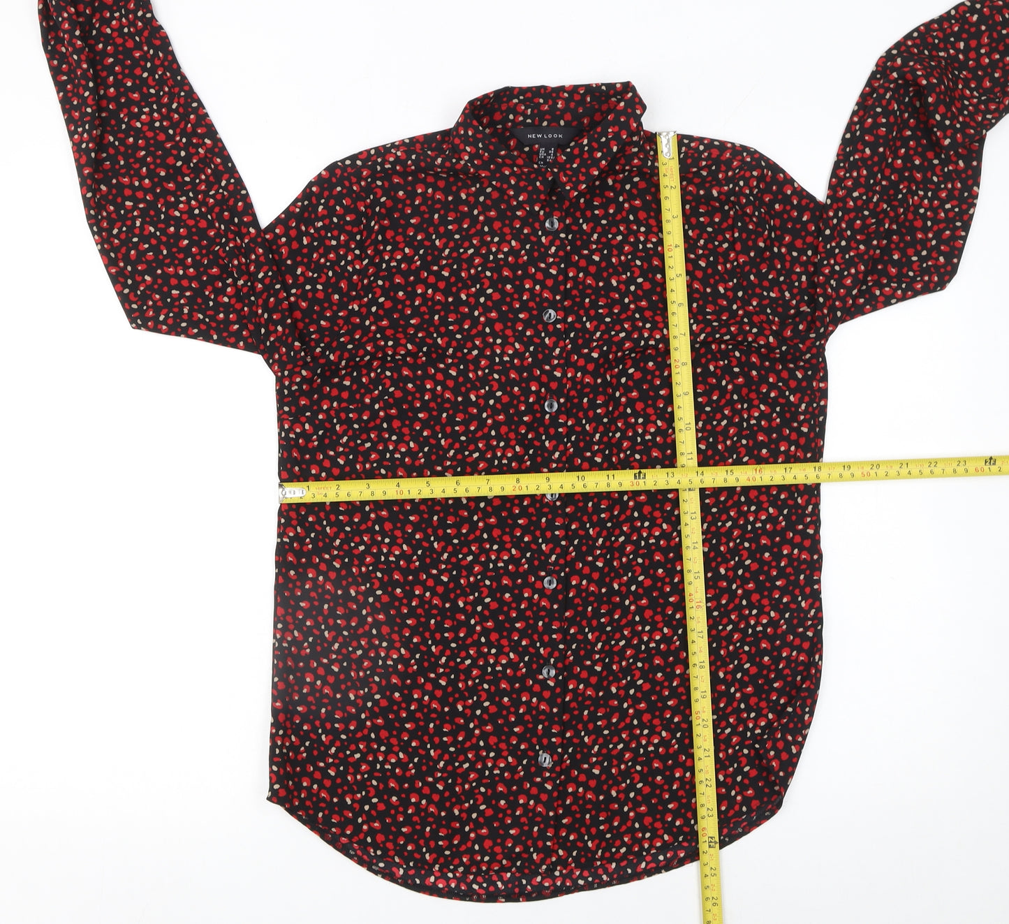 New Look Women's Multicoloured Animal Print Button-Up Shirt Size 8