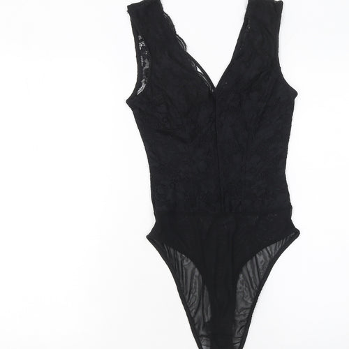 New Look Women Black Lace Sleeveless Bodysuit UK 6 Petite Fit
