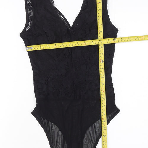 New Look Women Black Lace Sleeveless Bodysuit UK 6 Petite Fit