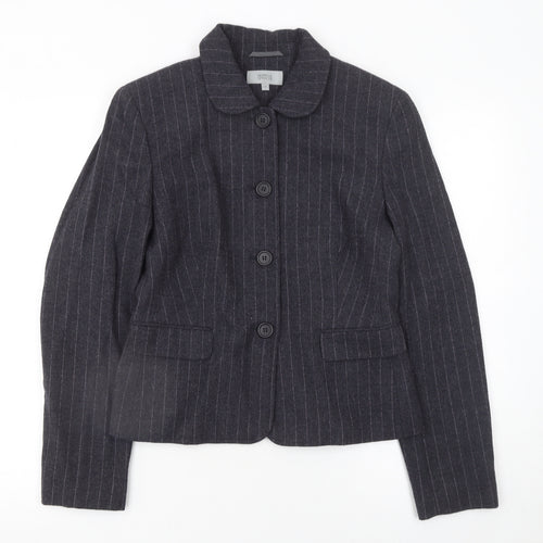 Marks and Spencer Womens Grey Wool Pinstripe Blazer Jacket Size 10