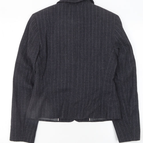 Marks and Spencer Womens Grey Wool Pinstripe Blazer Jacket Size 10