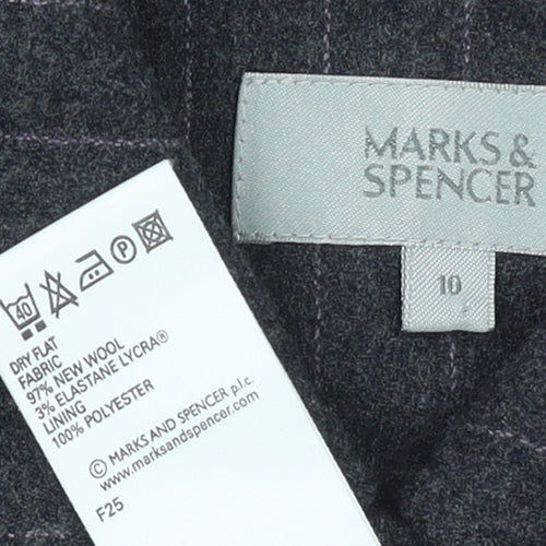 Marks and Spencer Womens Grey Wool Pinstripe Blazer Jacket Size 10