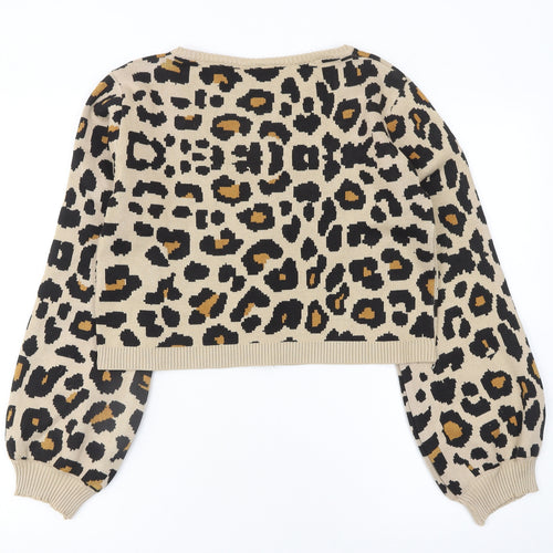 Daisy Street Women Beige Leopard Print Cardigan Size 16