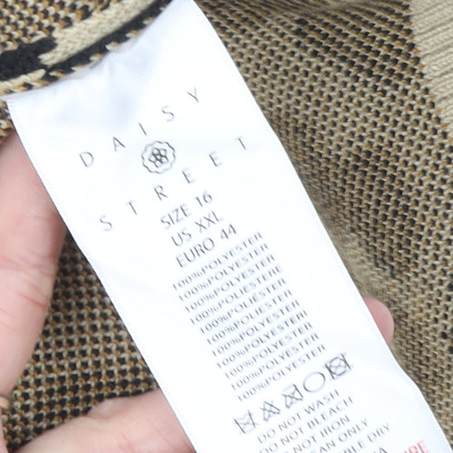 Daisy Street Women Beige Leopard Print Cardigan Size 16
