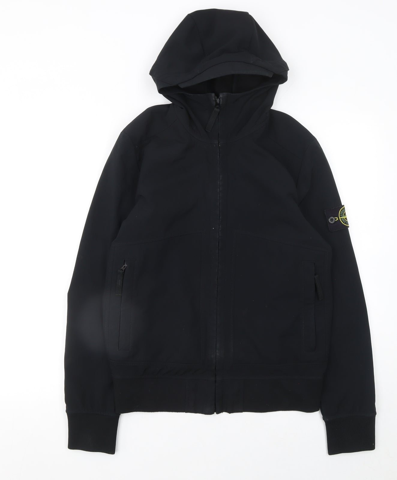 Stone Island Men’s Black Softshell Hooded Bomber Jacket Size S