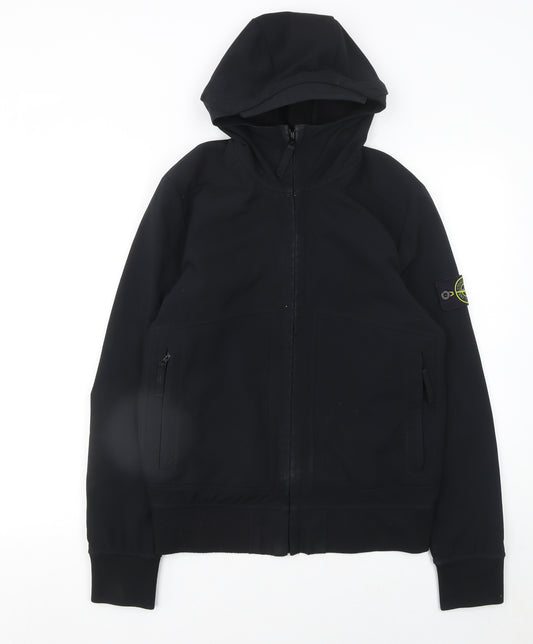 Stone Island Men’s Black Softshell Hooded Bomber Jacket Size S