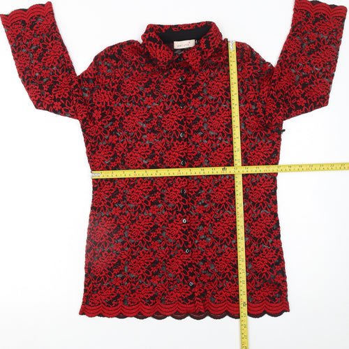 Marks and Spencer Women’s Red Floral Lace Blouse UK 14 Long Sleeve