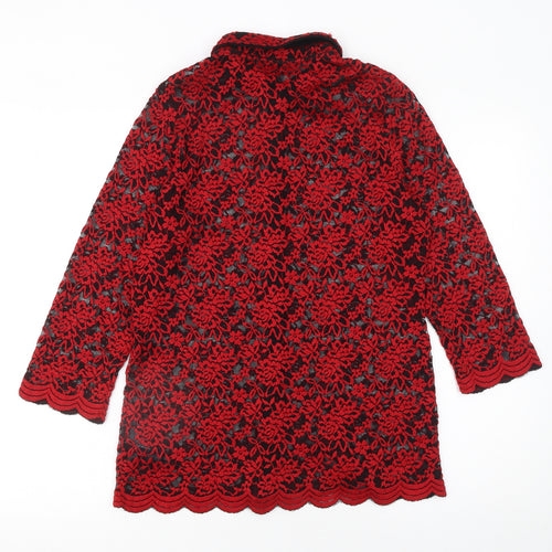 Marks and Spencer Women’s Red Floral Lace Blouse UK 14 Long Sleeve