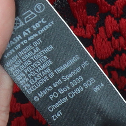 Marks and Spencer Women’s Red Floral Lace Blouse UK 14 Long Sleeve