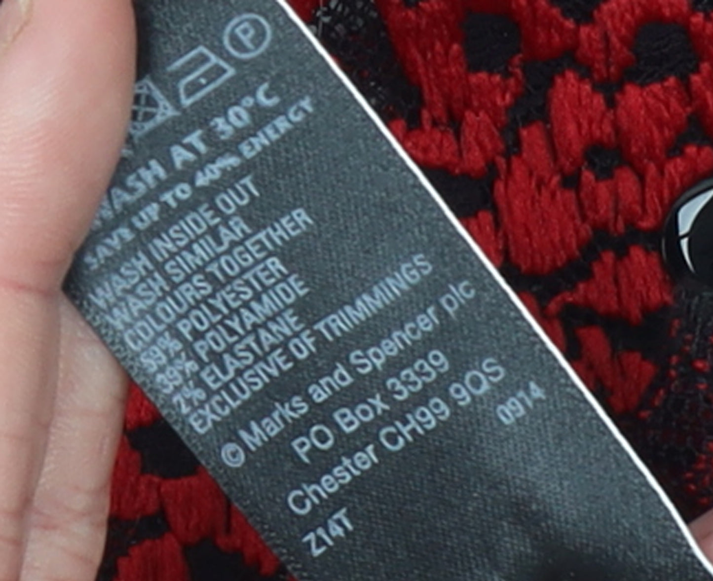Marks and Spencer Women’s Red Floral Lace Blouse UK 14 Long Sleeve