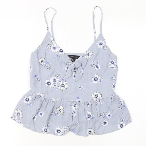 New Look Women's Blue Floral Camisole Top Size 6 Viscose Tank