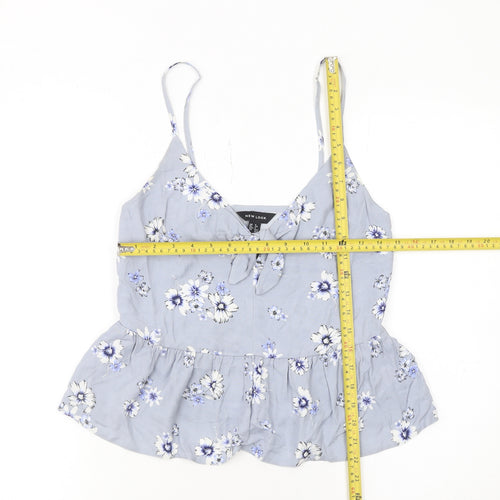 New Look Women's Blue Floral Camisole Top Size 6 Viscose Tank