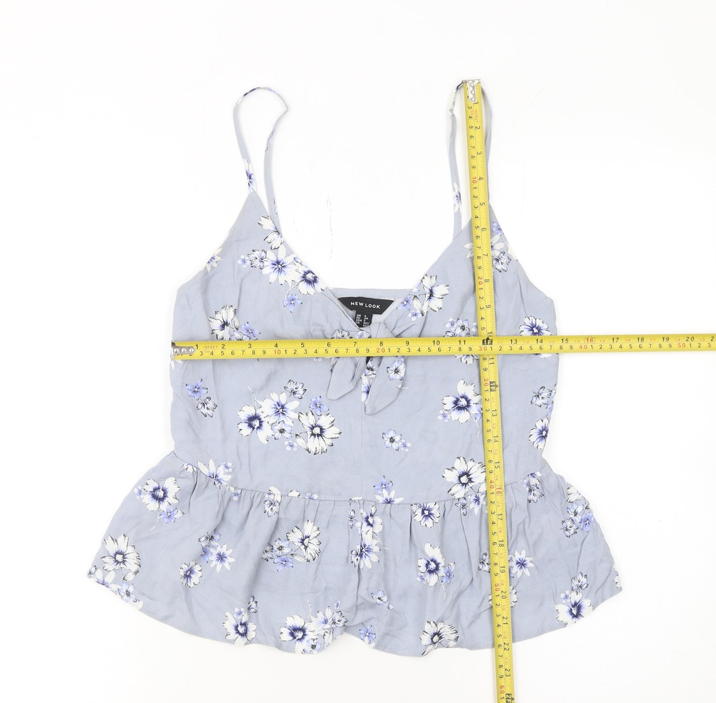 New Look Women's Blue Floral Camisole Top Size 6 Viscose Tank