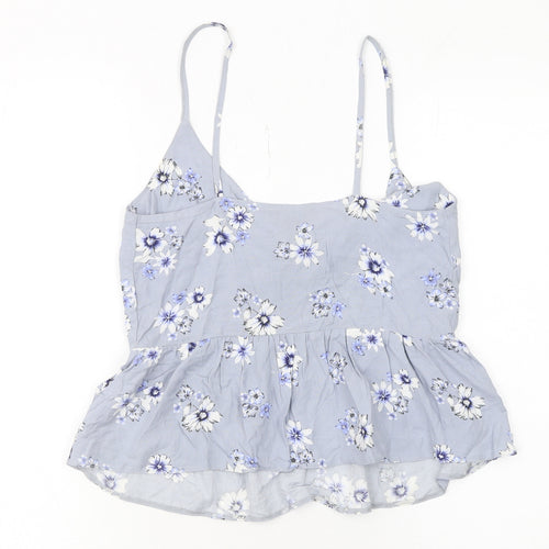 New Look Women's Blue Floral Camisole Top Size 6 Viscose Tank