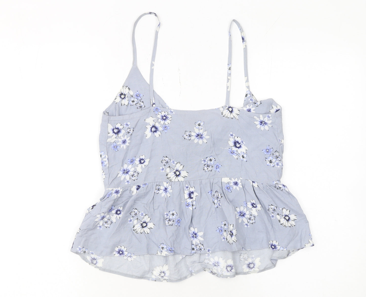 New Look Women's Blue Floral Camisole Top Size 6 Viscose Tank