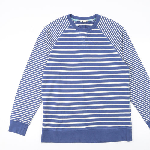 White Stuff Men's Blue Striped Cotton Crew Neck Sweatshirt Size S