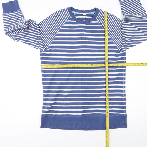 White Stuff Men's Blue Striped Cotton Crew Neck Sweatshirt Size S