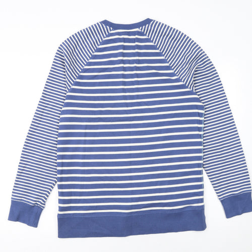 White Stuff Men's Blue Striped Cotton Crew Neck Sweatshirt Size S