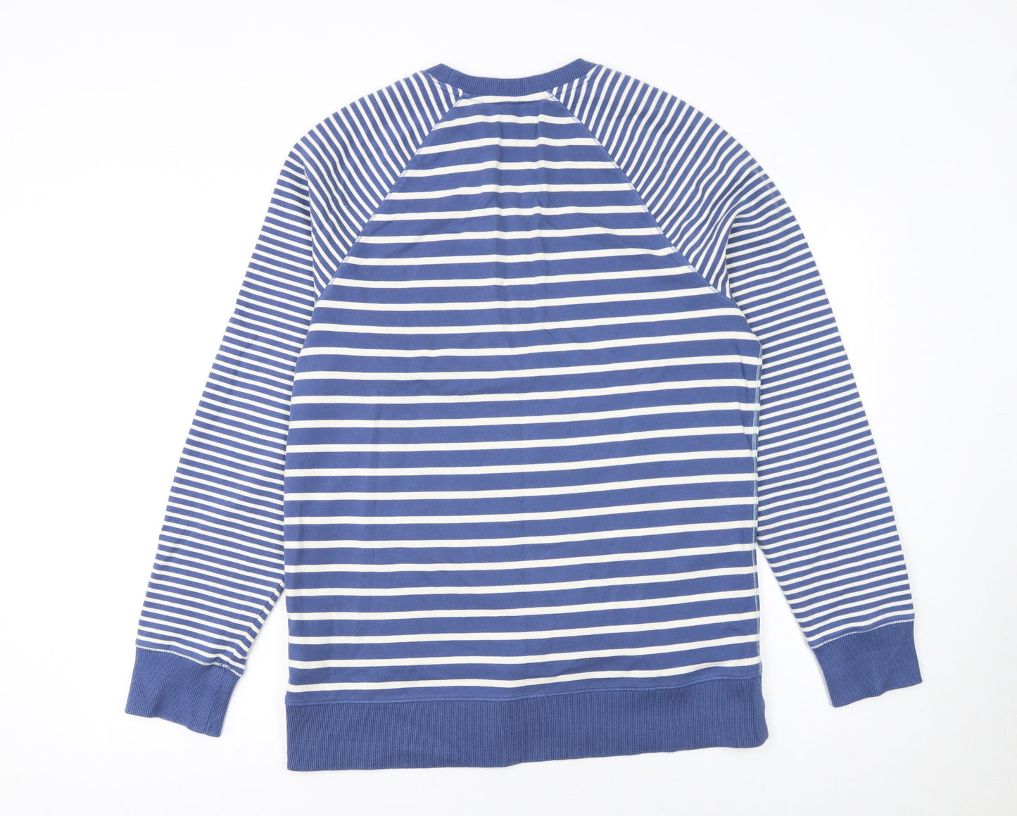 White Stuff Men's Blue Striped Cotton Crew Neck Sweatshirt Size S