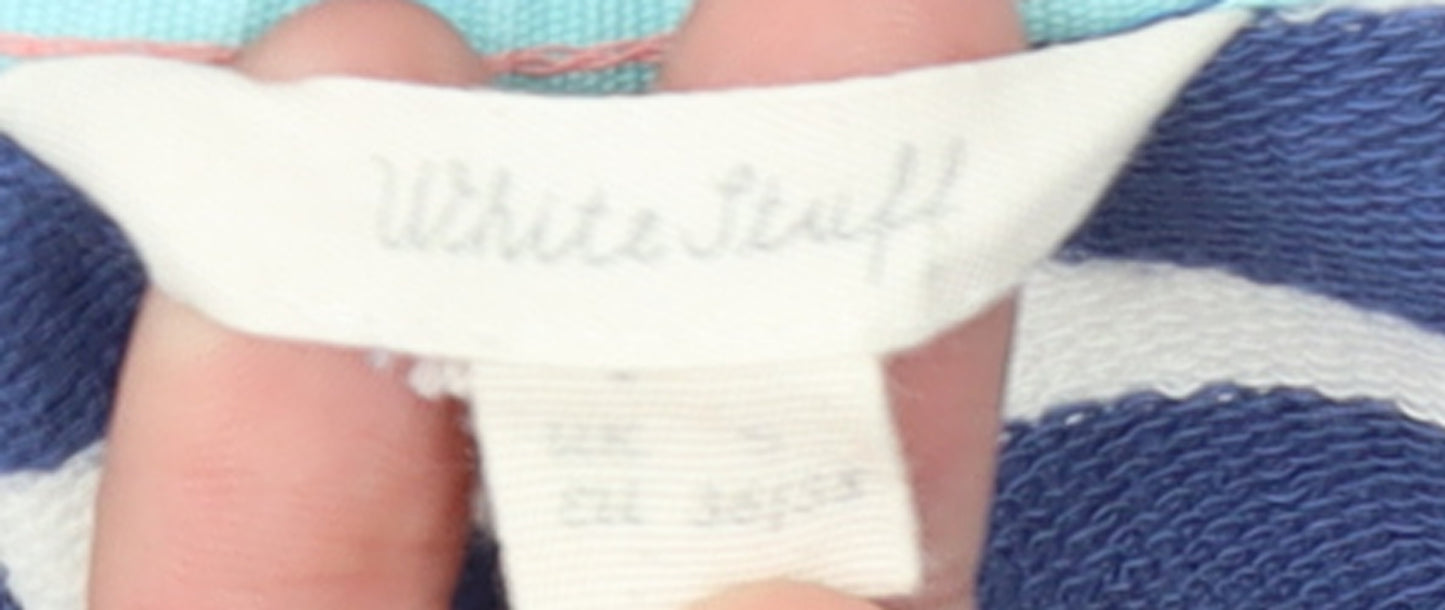 White Stuff Men's Blue Striped Cotton Crew Neck Sweatshirt Size S