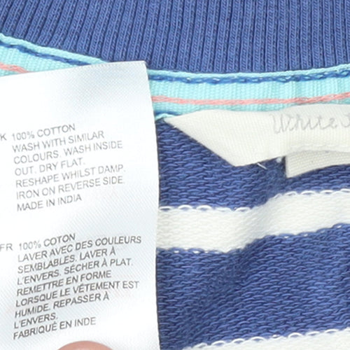 White Stuff Men's Blue Striped Cotton Crew Neck Sweatshirt Size S