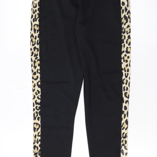 Quiz Womens Black Leopard Side Panel Jogger Trousers Size 8