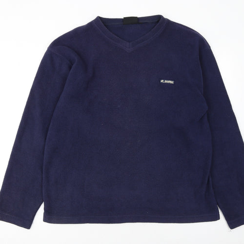 Lotto Mens Blue Fleece Sweatshirt Pullover V-Neck Size M