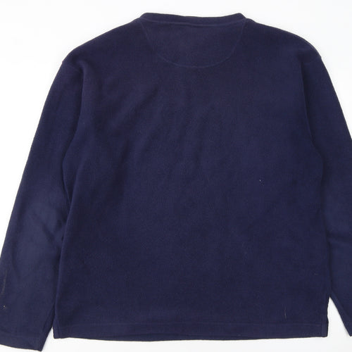 Lotto Mens Blue Fleece Sweatshirt Pullover V-Neck Size M