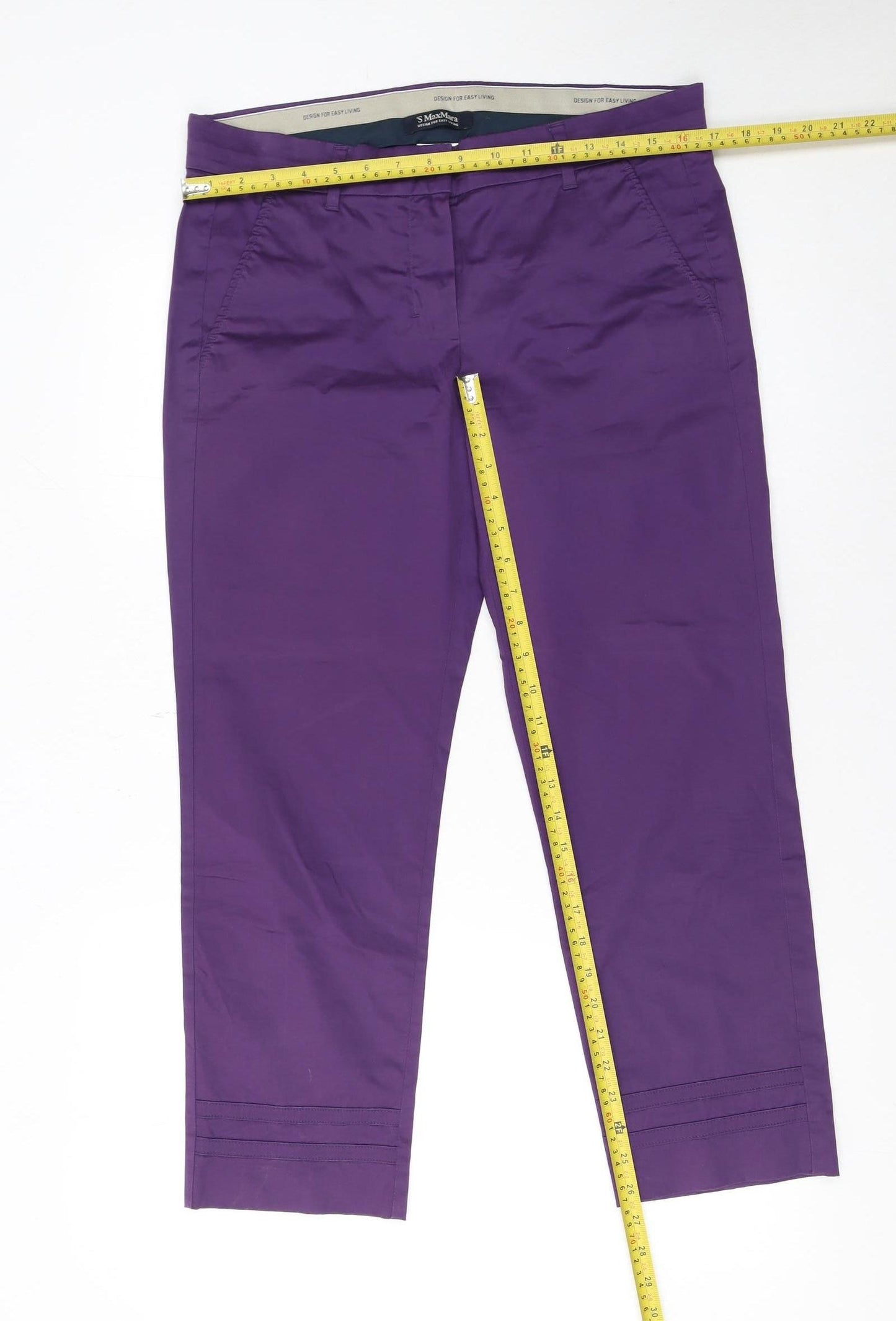 'S MaxMara Women's Purple Chino Trousers Size 12 Cotton Blend