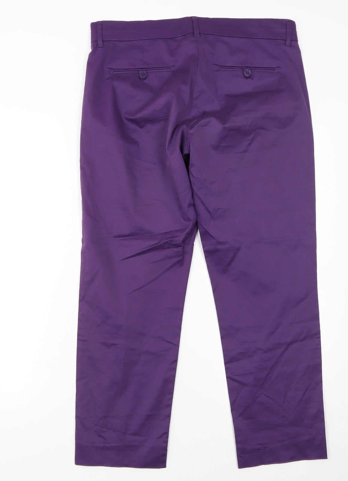 'S MaxMara Women's Purple Chino Trousers Size 12 Cotton Blend