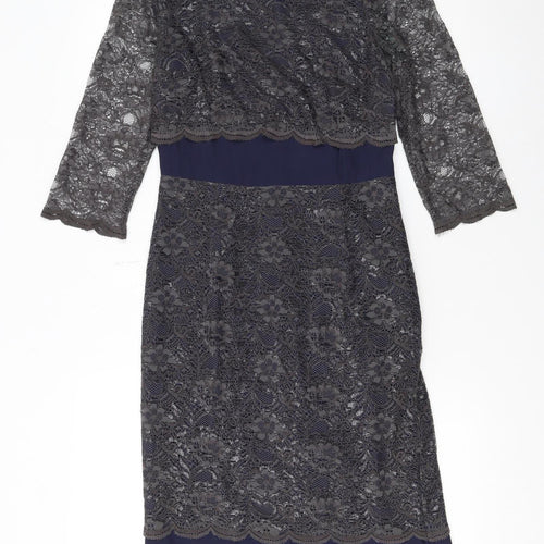 Boden Women Blue Lace Sheath Knee Length Dress UK 8