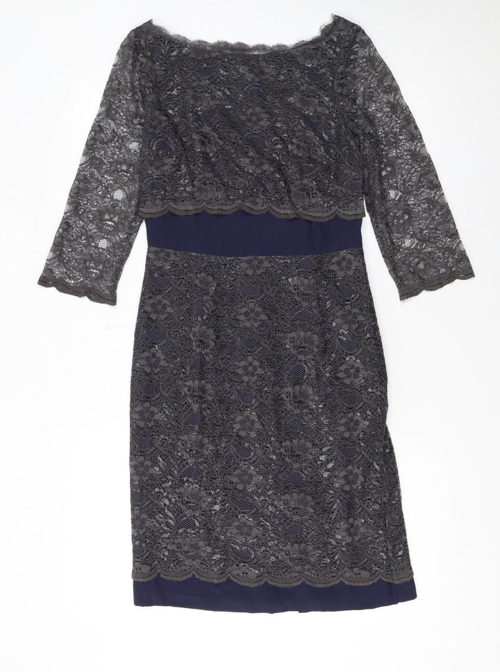 Boden Women Blue Lace Sheath Knee Length Dress UK 8