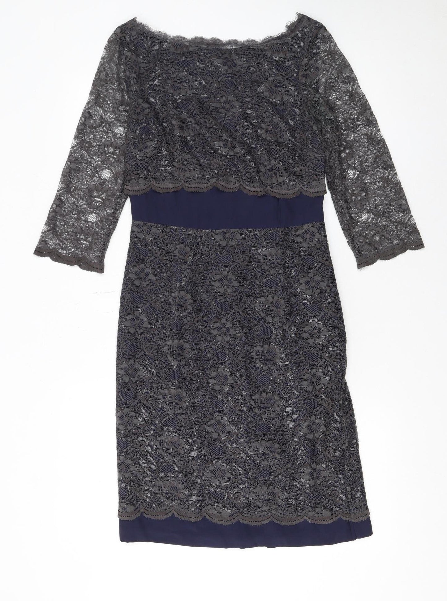 Boden Women Blue Lace Sheath Knee Length Dress UK 8