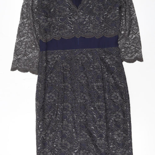 Boden Women Blue Lace Sheath Knee Length Dress UK 8