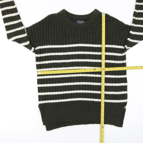 Abercrombie & Fitch Womens Green Striped Crew Neck Jumper XS