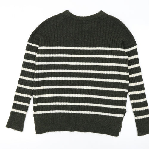 Abercrombie & Fitch Womens Green Striped Crew Neck Jumper XS