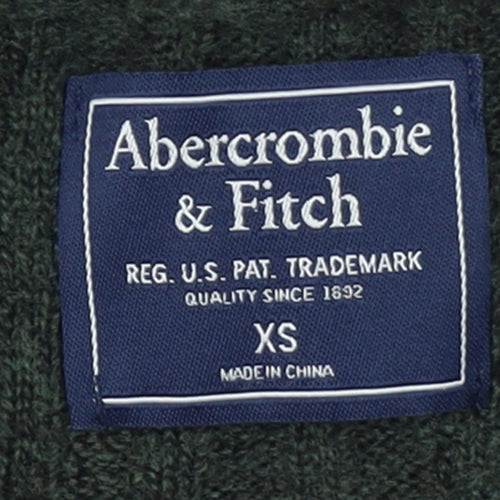Abercrombie & Fitch Womens Green Striped Crew Neck Jumper XS