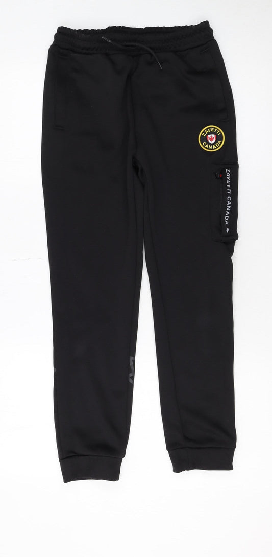 Zavetti Canada Boys Black Jogger Sweatpants M Elastic Waist Fleece
