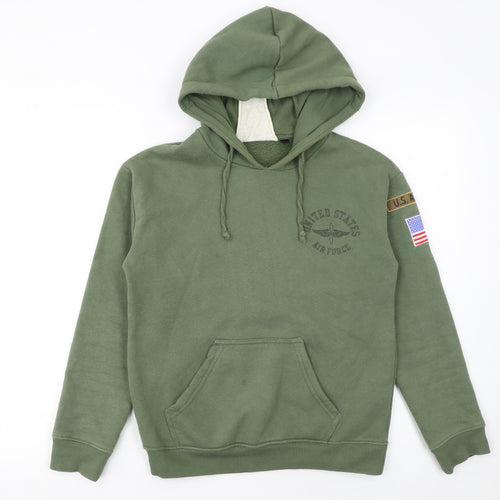 Topshop Women’s Green US Air Force Pullover Hoodie Size 6 Cotton Blend
