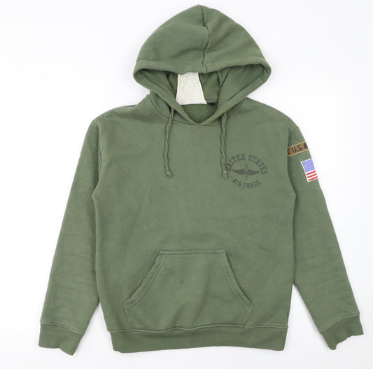 Topshop Women’s Green US Air Force Pullover Hoodie Size 6 Cotton Blend