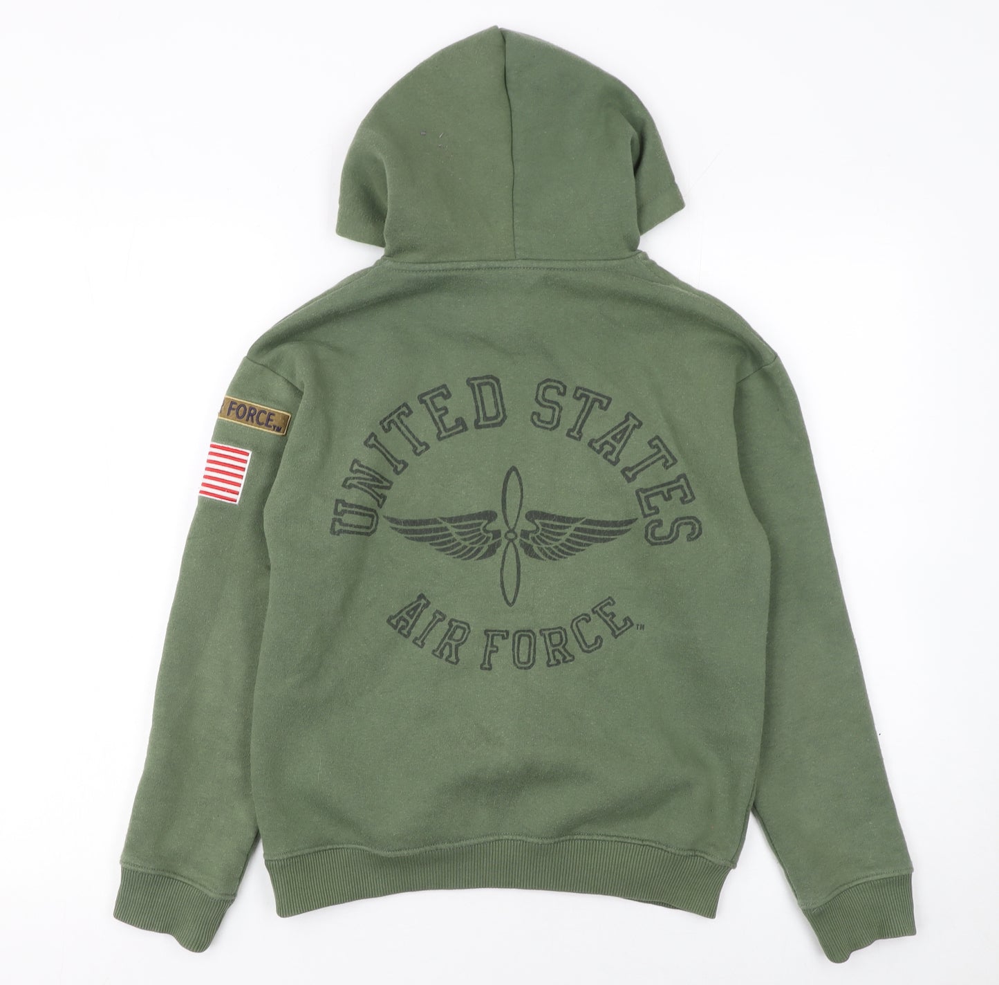 Topshop Women’s Green US Air Force Pullover Hoodie Size 6 Cotton Blend
