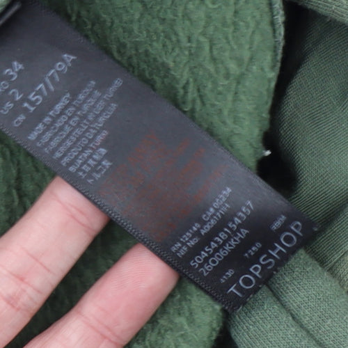 Topshop Women’s Green US Air Force Pullover Hoodie Size 6 Cotton Blend