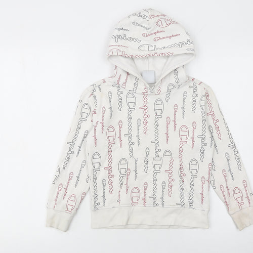 Champion Boys White Logo Pullover Hoodie 7-8 Years