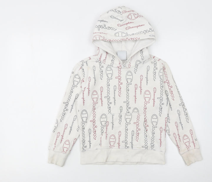 Champion Boys White Logo Pullover Hoodie 7-8 Years