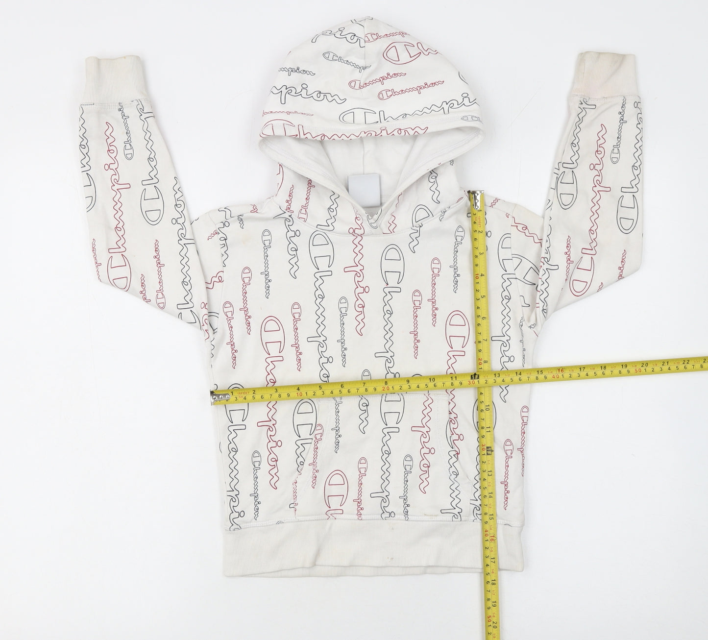 Champion Boys White Logo Pullover Hoodie 7-8 Years