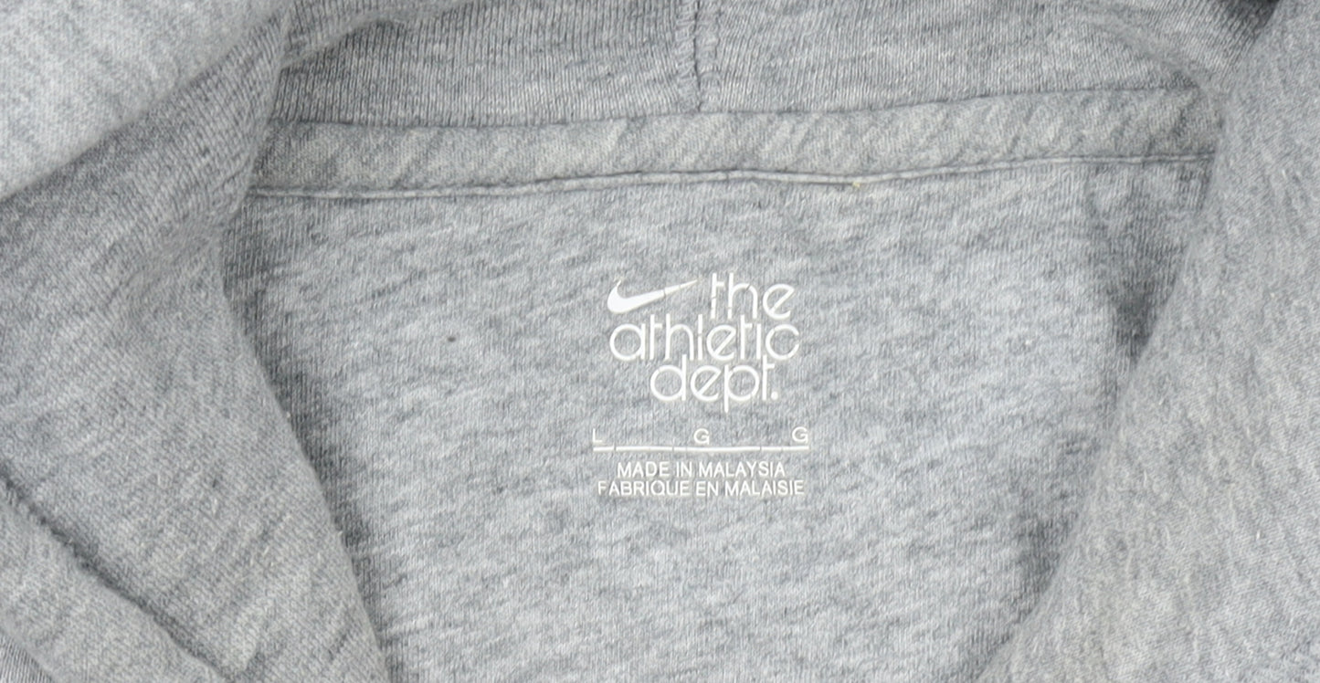 Nike Men's Grey Pullover Hoodie L Regular Fit Athletic Dept Logo