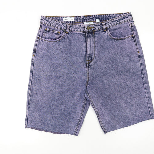 Collusion Mens Purple Acid Wash Denim Cargo Shorts Size 36